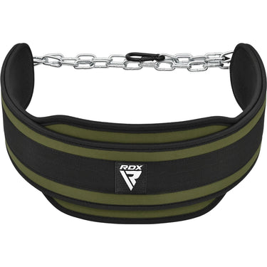 RDX T7 Elite Weight Training Dipping Belt With Chain#color_army-green