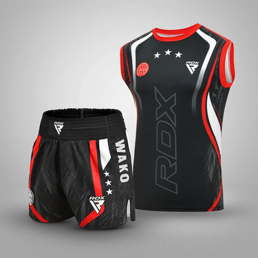 RDX Kick Light Uniform P2 Short/T-shirt Sleeveless#color_redblack