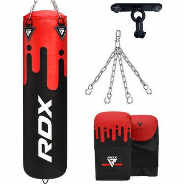 RDX F9 4ft/5ft Punch Bag with Gloves & Ceiling Hook