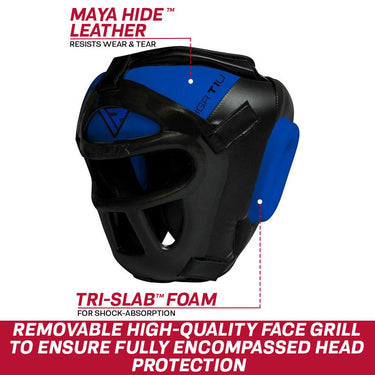 RDX T1 Head Guard With Removable Face Cage#color_blue