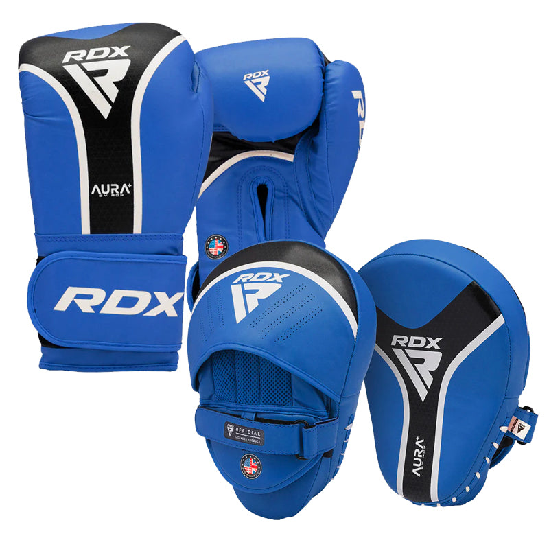 RDX T17 boxing glove with pads bundle#color_blue