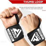 RDX W3 IPL USPA Approved Powerlifting Wrist Support Wraps with Thumb Loops OEKO-TEX® Standard 100 certified#color_grey