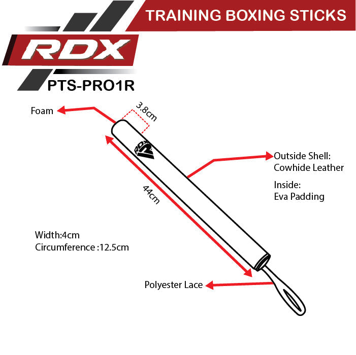 RDX 1R Training Boxing Sticks Size Chart