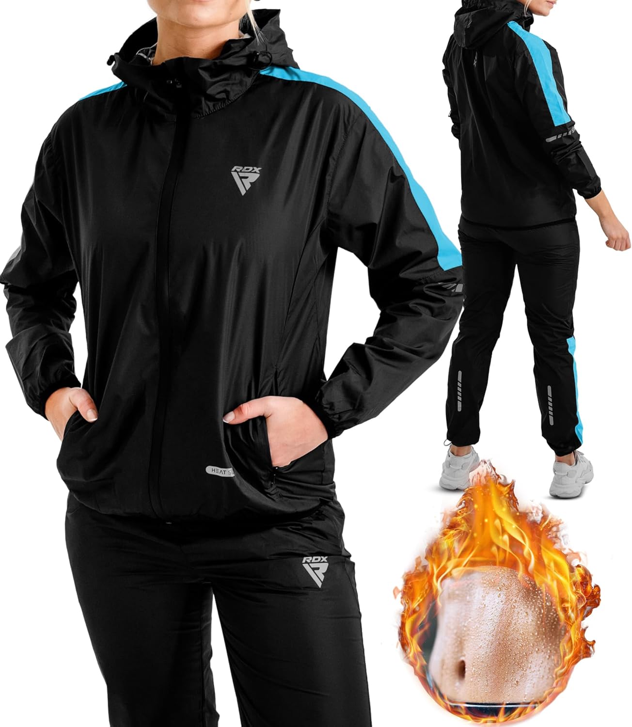 RDX H1 Weight Loss Sauna Suit For Women#color_sky-blue