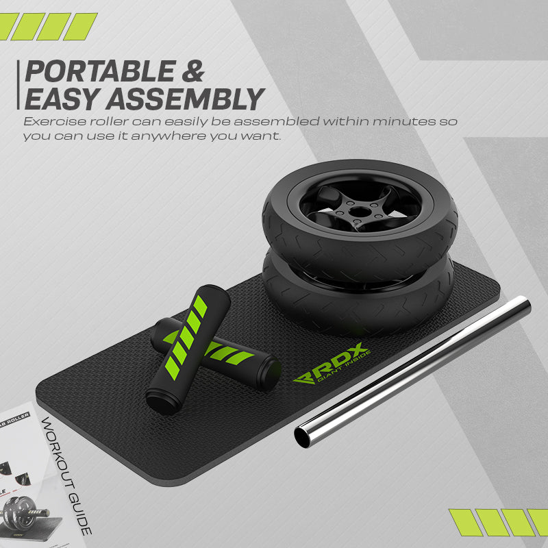 RDX W1 2-in-1 Ab Wheel Roller & Knee Pad Mat