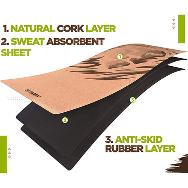 RDX D1  4-in-1 Tapis de Yoga en Liège 6 mm 