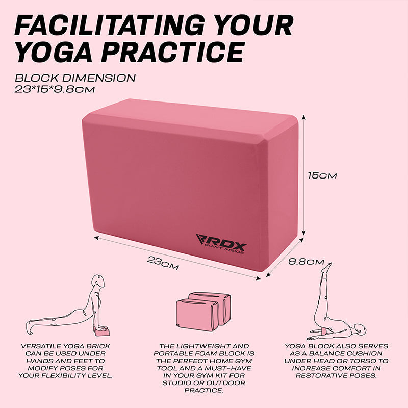 RDX YB EVA Foam Yoga Block Non-Slip Brick#color_pink
