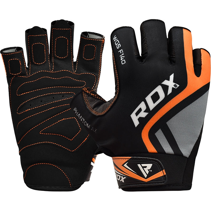 RDX F14 2XL Orange Lycra Weight Lifting Gloves