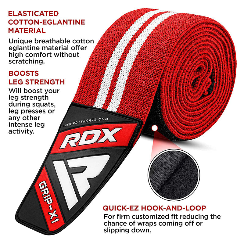 RDX K4 Weightlifting Knee Wraps #color_red