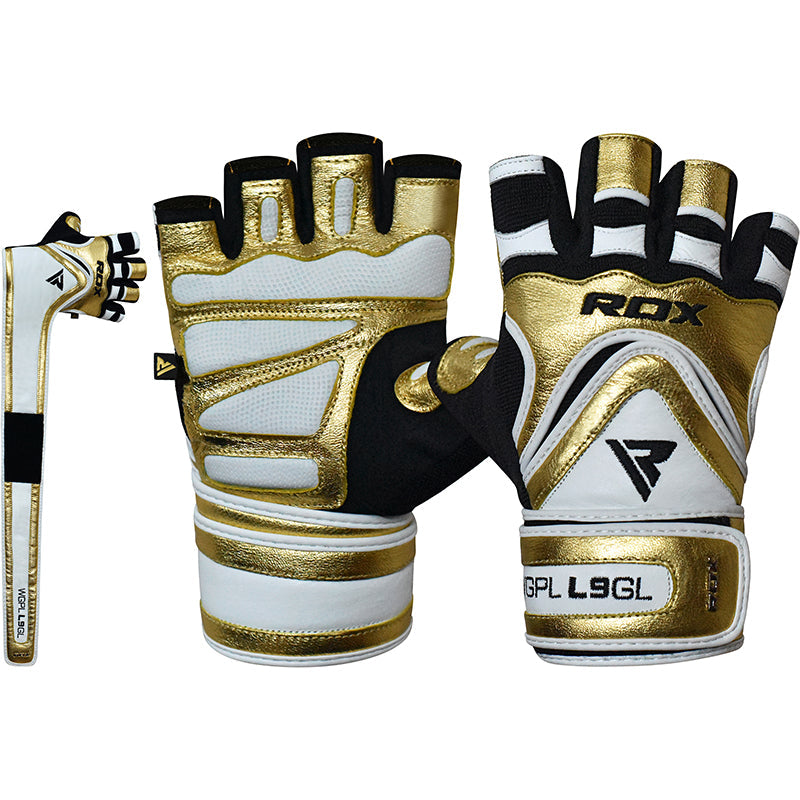 RDX L9 Medium Golden Weight Lifting Gloves 