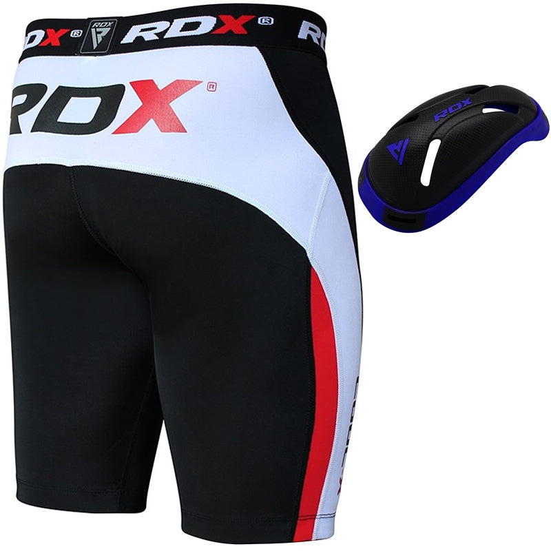 RDX MB Small Compression Shorts with Groin Cup#color_orange#color_blue