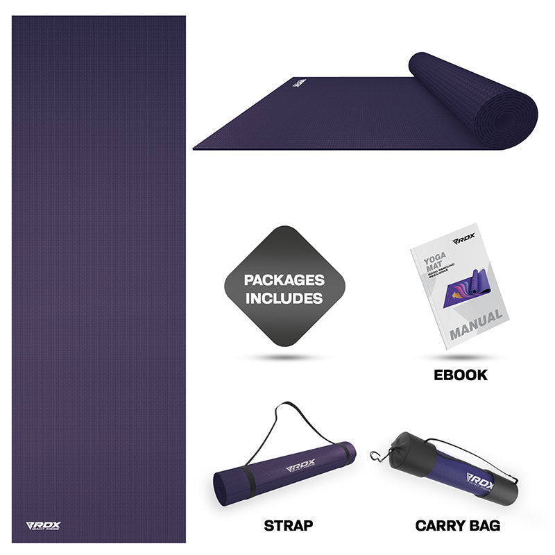 RDX SC 4-in-1 Iris 6mm PVC Yoga Mat Set  #color_purple