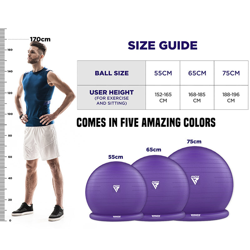 RDX B2 Yoga Ball with Base-Red-55cm#color_purple