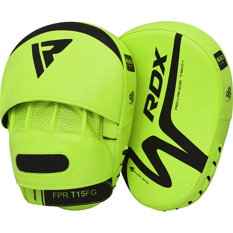 RDX T15 Nero Green Boxing Gloves & Focus Pads