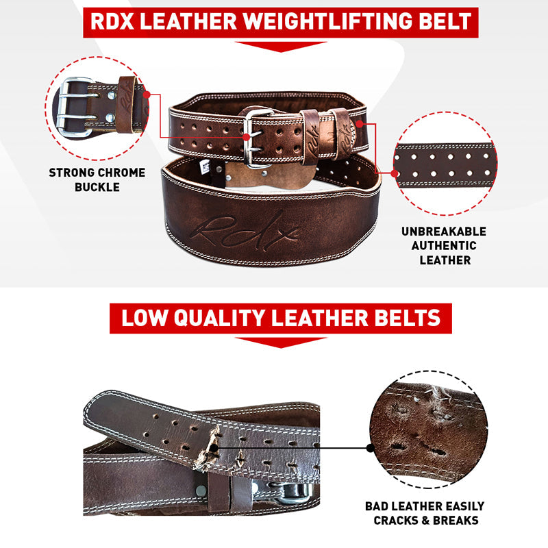 RDX 4 Inch Leather Weightlifting Belt