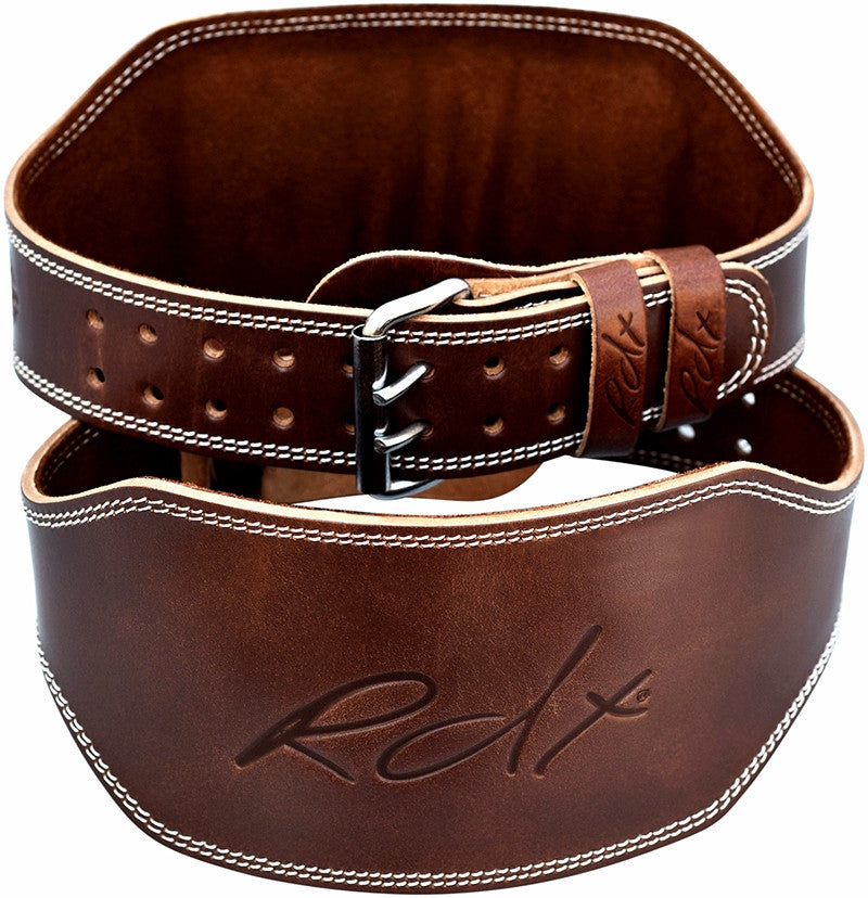 RDX 6 Inch Leather Brown Weightlifting Belt