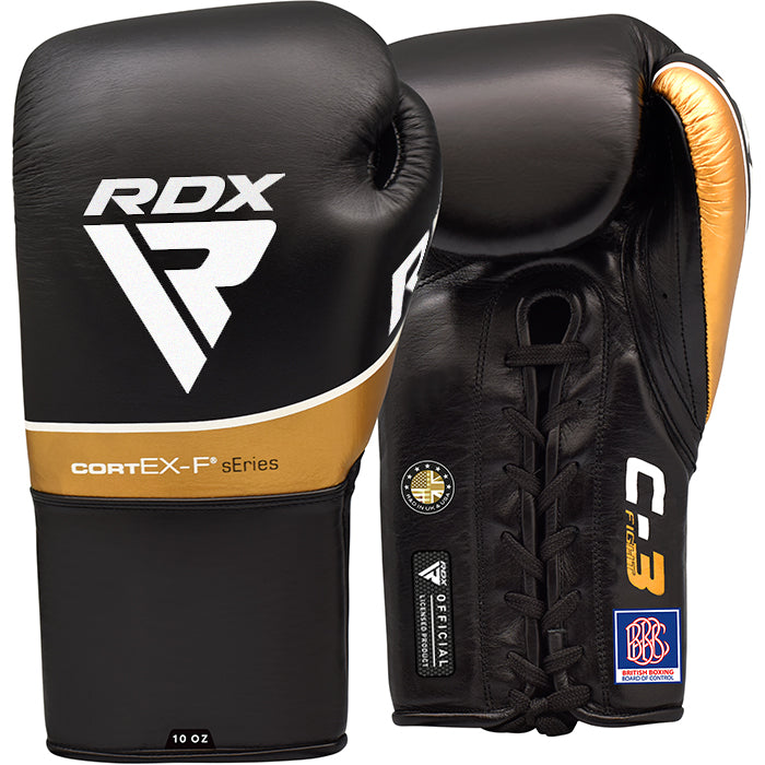 RDX C3 10oz Black Leather Fight Boxing Gloves  #color_blackk