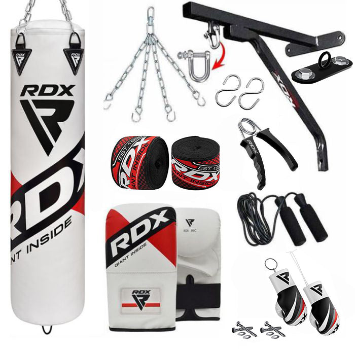 RDX F10 14PC 4ft/5ft Punch Bag with Bag Mitts Home Gym Set