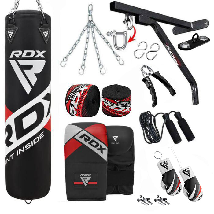 RDX F10B 14PC Punch Bag with Bag Mitts Home Gym Set-5 ft-Filled-14PC