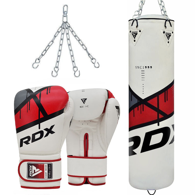 RDX Ego Red 5ft Unfilled Punch Bag Set With 16oz Gloves