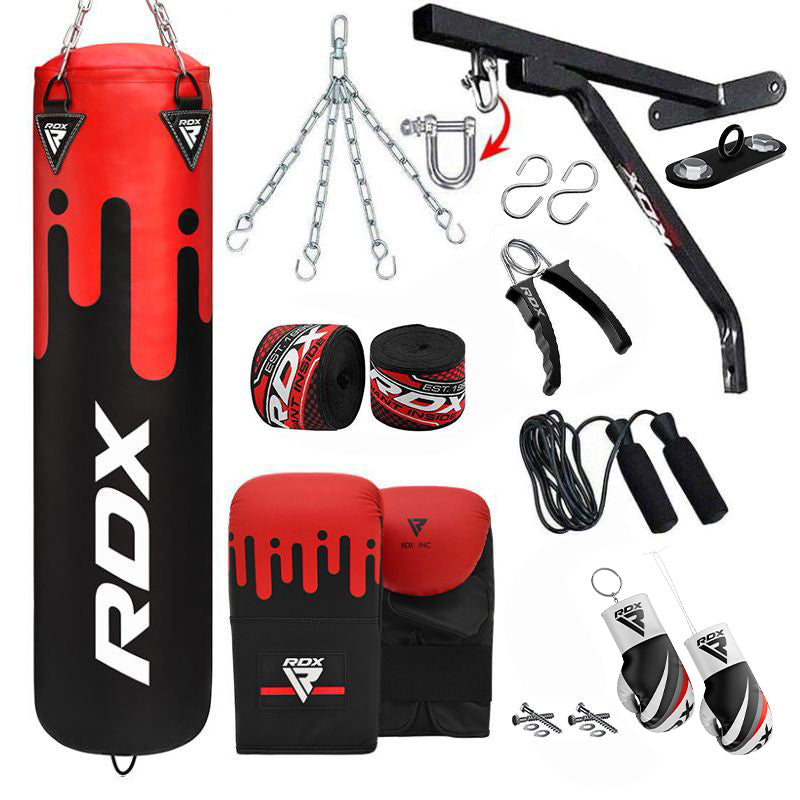 RDX F9 4ft / 5ft 14-in-1 Heavy Boxing Punch Bag &amp; Mitts Set-Unfilled-5 ft-14PC