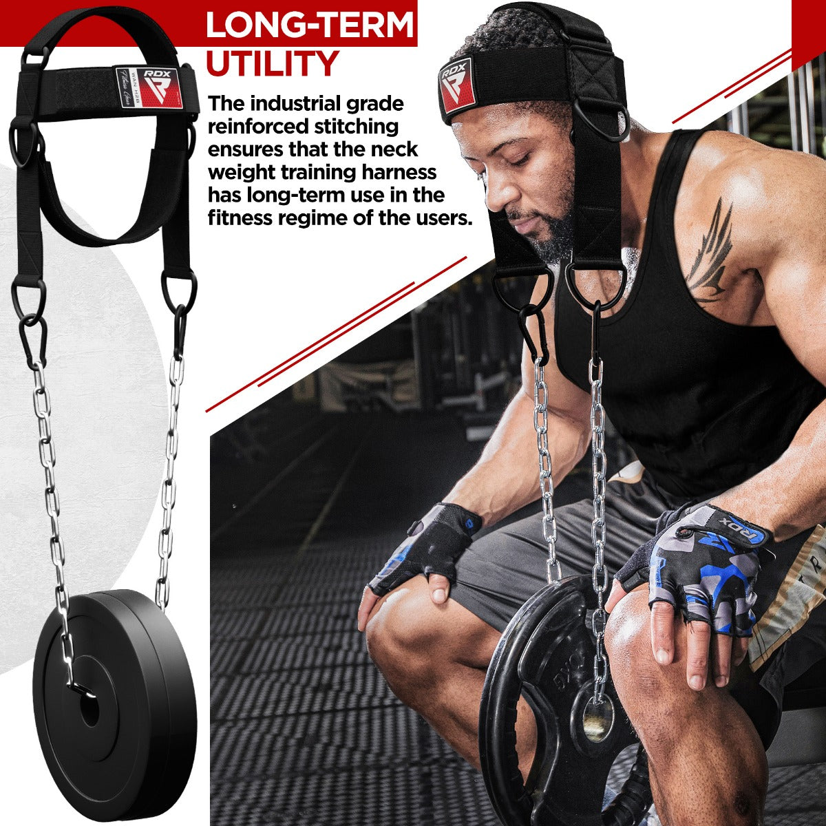 RDX H2 Black Neck Harness For Weight Lifting & Strengthening Exercises