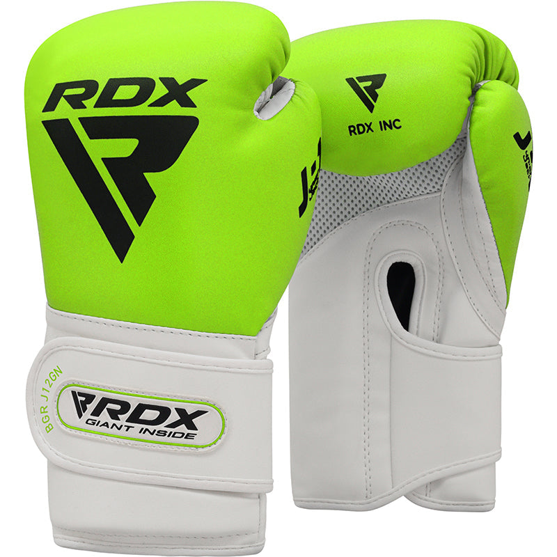 RDX J12 KIDS 6oz Boxing Gloves & Focus Pads Set#color_green