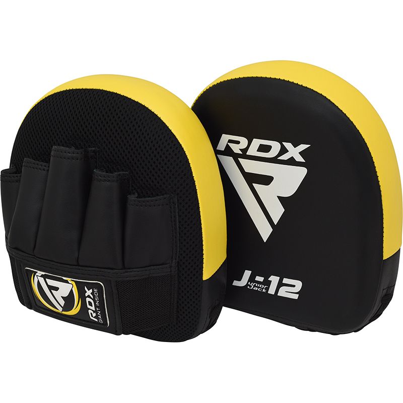 RDX J12 KIDS 6oz Boxing Gloves & Focus Pads Set#color_yellow