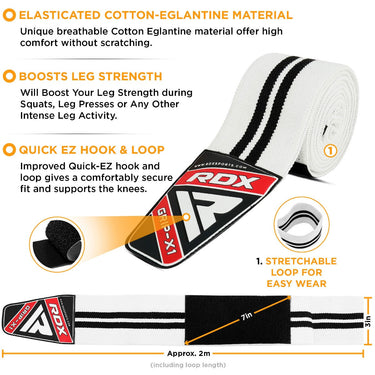 RDX K1 Elasticated Knee Compression Bandage Wraps#color_white