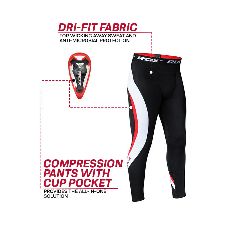 RDX MO Compression Pants with Groin Cup#color_red
