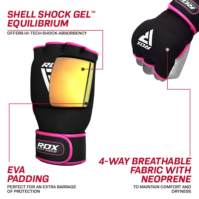 RDX X8 Pink Boxing Inner Gel Gloves with Strap