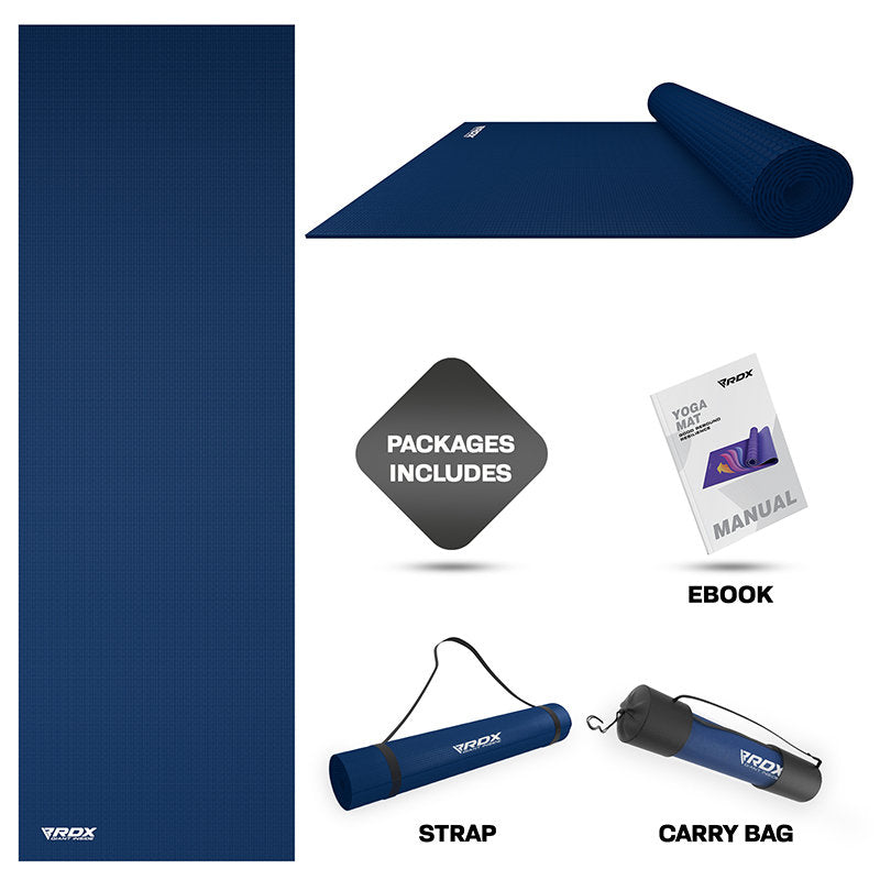 RDX SC 4-in-1 Iris 6mm PVC Yoga Mat Set  #color_royalblue