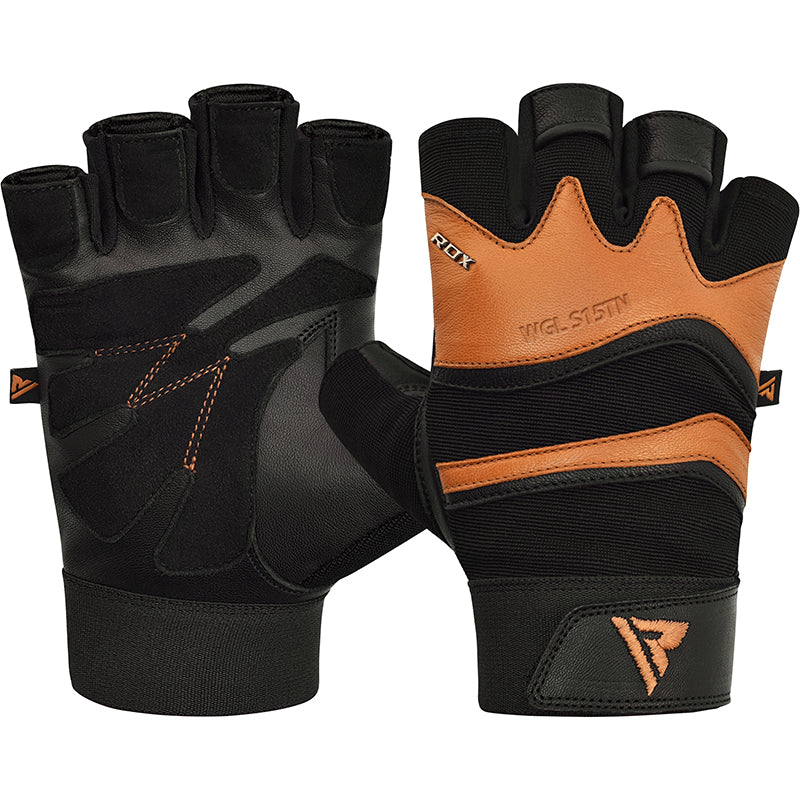 RDX S15 Large Tan Leather Weight lifting gloves 