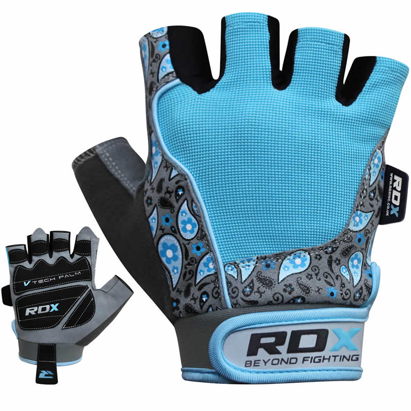 RDX S6 Large Blue Amara Lycra Weight lifting gloves