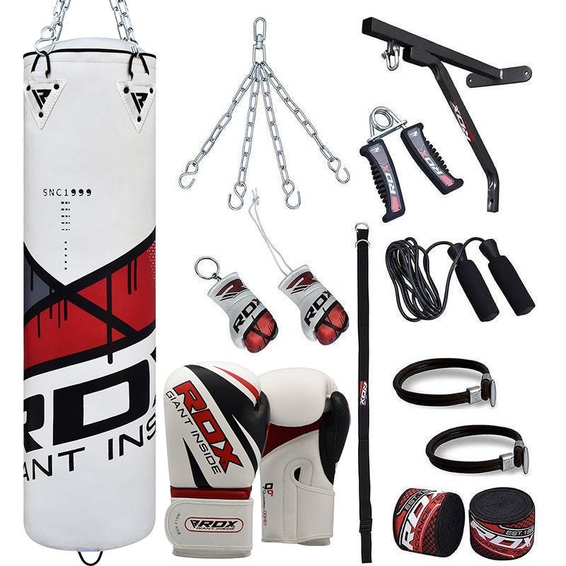 RDX F7 Ego Red 5ft Filled 17pc Punch Bag with 16oz Gloves