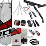 RDX white red punch bag with mitts