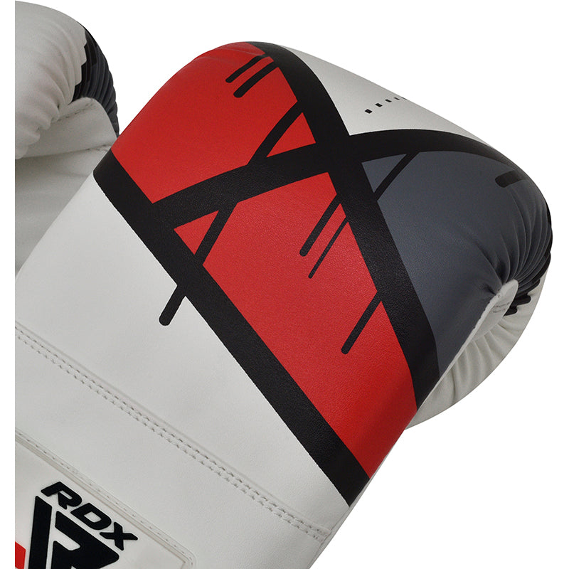 RDX F7 4ft / 5ft 3-in-1 Ego White / Red Training Punch Bag with Mitts Set