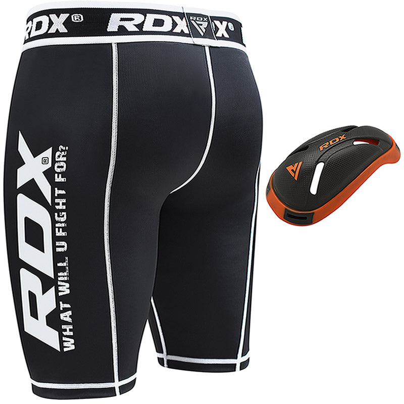 RDX X14 Compression Shorts with Groin Guard#color_orange