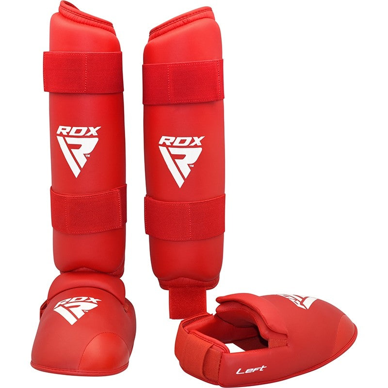 RDX X1 karate  Shin Instep Guards#color_red