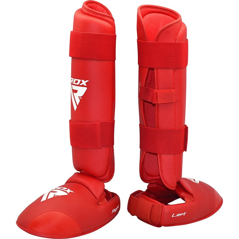 RDX X1 karate  Shin Instep Guards#color_red