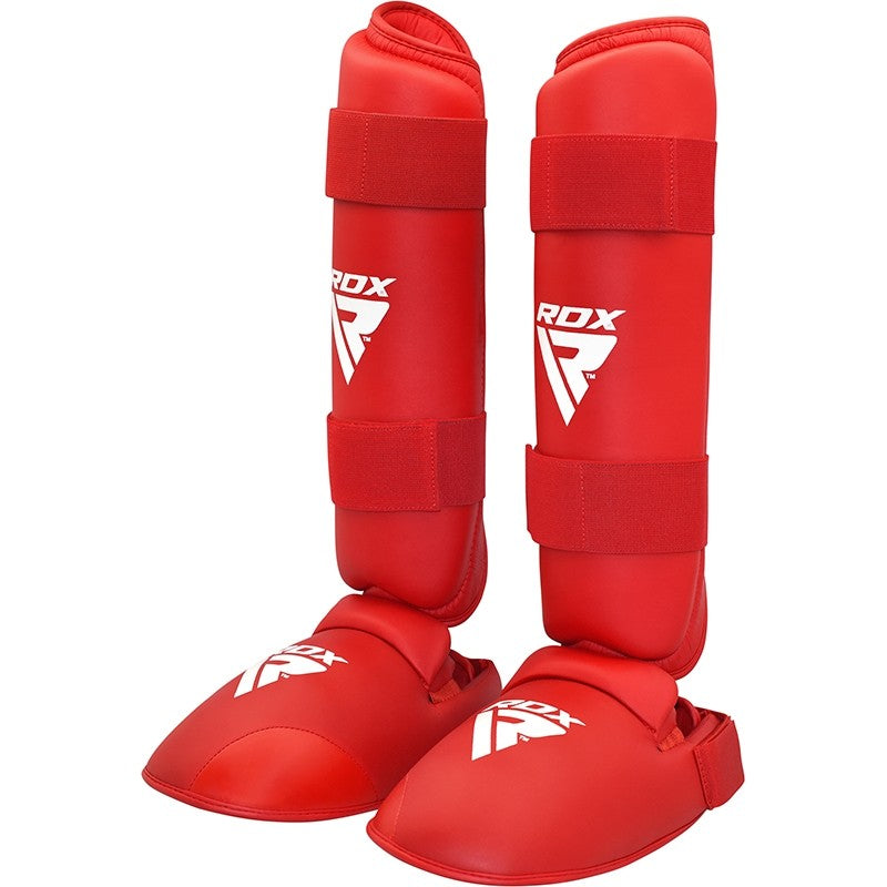 RDX X1 Semi Contact Small Red Leather Shin Instep Guards  