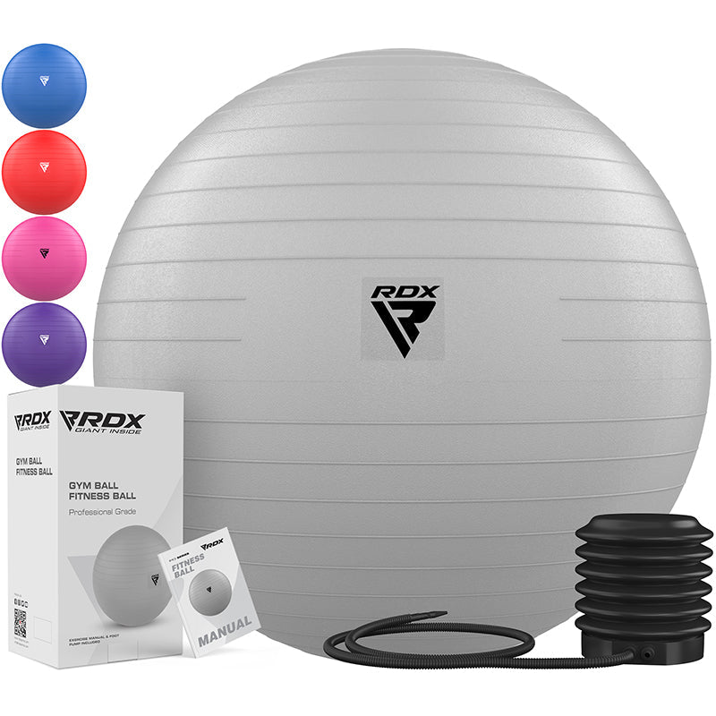 RDX B1 Inflatable Anti-Slip Yoga Ball with Portable Foot Air Pump#color_silver